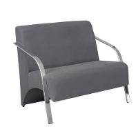 Poltrona 2 Lugares Vênus Braço Alumínio Suede Cinza. - 1