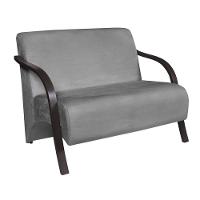 Poltrona 2 Lugares Vênus D Salla Suede Braço Madeira Cinza - 1