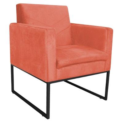 Poltrona Bella Base de Ferro Preta Suede Coral Adj Decor