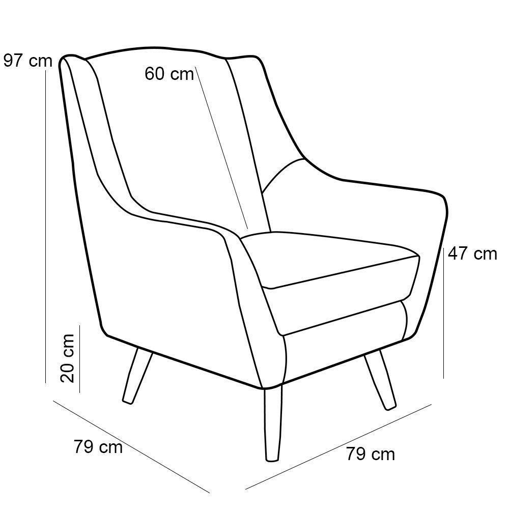 Poltrona com Puff Pés de Madeira Naomi Azul Oxford - 3