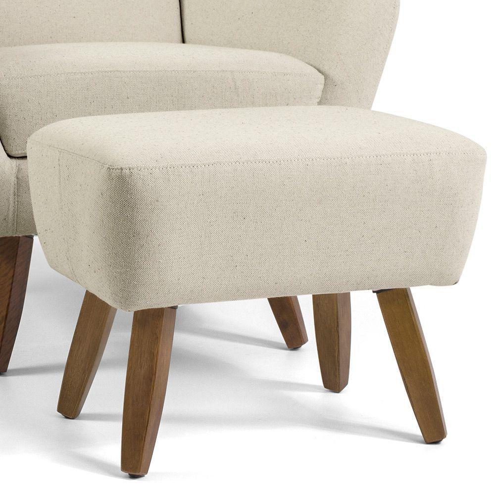 Poltrona Decorativa com Puff Sala de Estar Pés de Madeira Naomi Algodão Gran Belo - 4