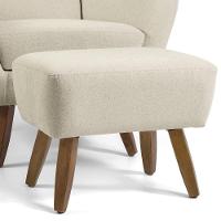 Poltrona Decorativa com Puff Sala de Estar Pés de Madeira Naomi Algodão Gran Belo - 4