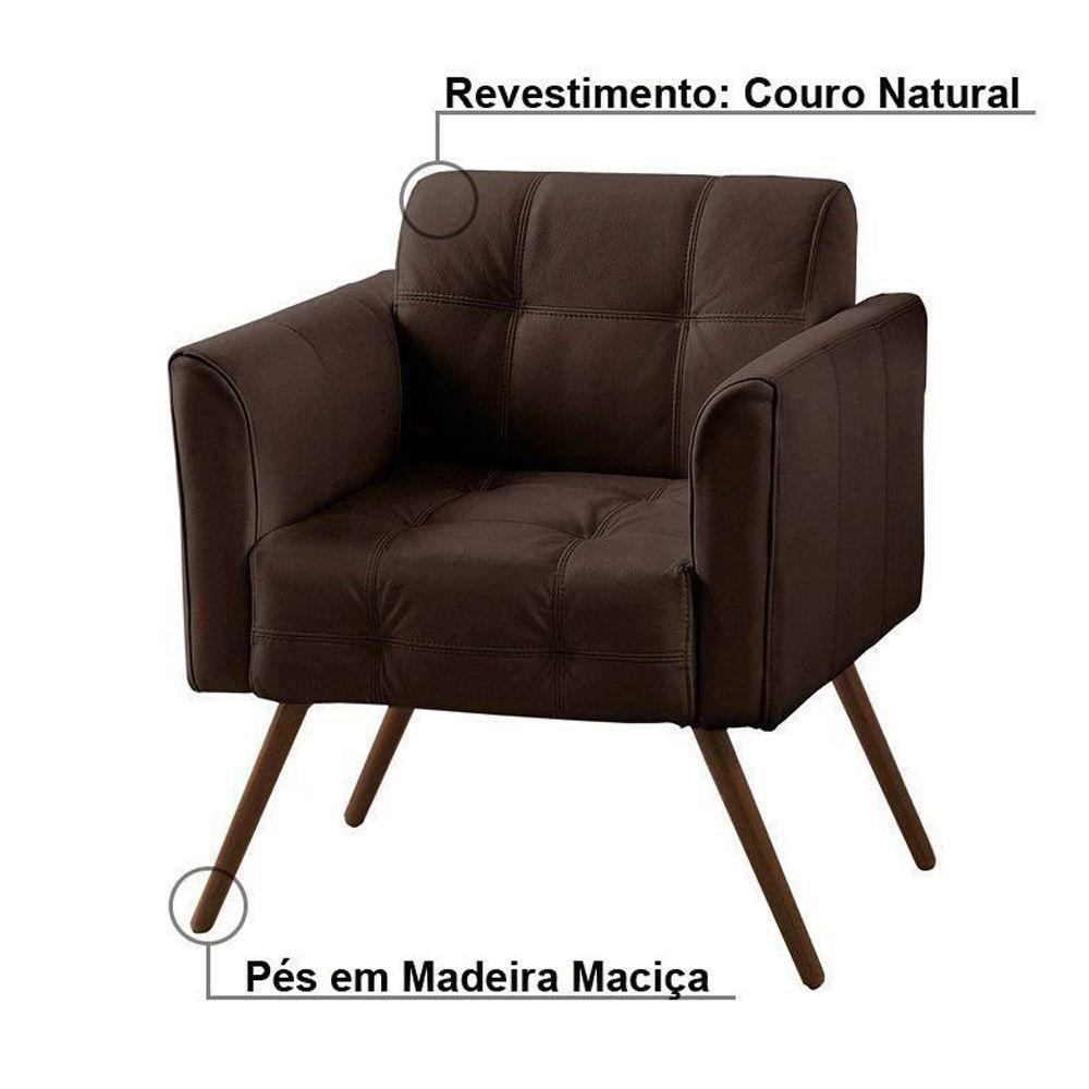 Poltrona Decorativa Bia Couro Conhaque Gran Belo - 4