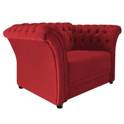 Poltrona Decorativa Chesterfield Sofia Suede Vermelho