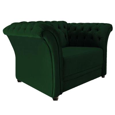 Poltrona Decorativa Chesterfield Sofia Suede Verde Adj Decor