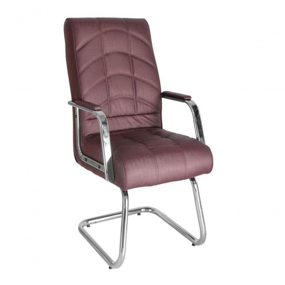 Poltrona Diretor Base Fixa Em S Cromada Lyon Vermelho - 1