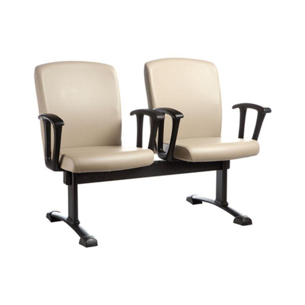 Poltrona Diretor Em Longarina 2 Lugares Alpha Bege - 2