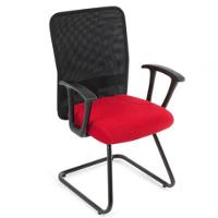 Poltrona Diretor Base Fixa Tela Mesh Vermelho - 1