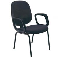 Poltrona Diretor Com Braços Base Fixa Com 4 Pés Uno Preto - 1