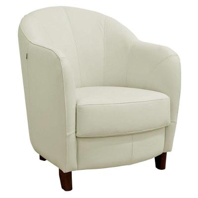 Poltrona Decorativa Sala de Estar Pés Madeira Kairós Couro Off White Gran Belo