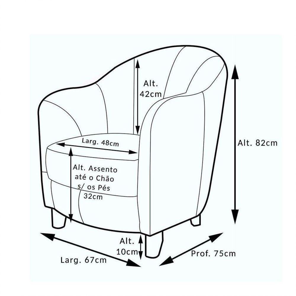 Poltrona Decorativa Sala de Estar Pés Madeira Kairós Couro Preto Gran Belo - 10