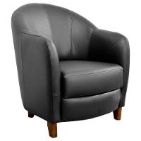 Poltrona Decorativa Sala de Estar Pés Madeira Kairós Couro Preto Gran Belo