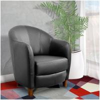 Poltrona Decorativa Sala de Estar Pés Madeira Kairós Couro Preto Gran Belo - 5