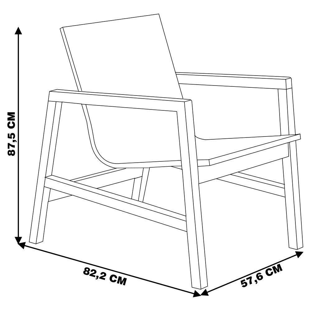 Poltrona Decorativa Sala de Estar Eden com Couro Madeira Maciça Rustic Brown Gran Belo - 2