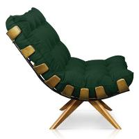 Poltrona Giratória Costela Suede Verde Base Madeira D´rossi - 4
