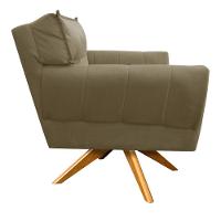 Poltrona Giratória Anitta Suede Base Madeira Marrom Rato - 9