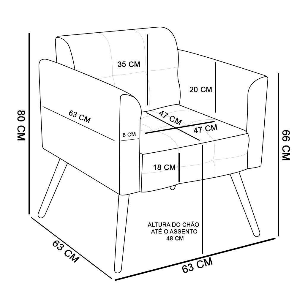 Poltrona Elisa Suede Grafite Pés Palito Castanho D´rossi - 3