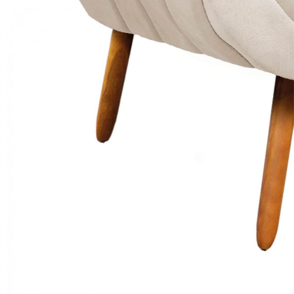 Poltrona Giovana Suede Bege Pés Palito Castanho D´rossi - 4