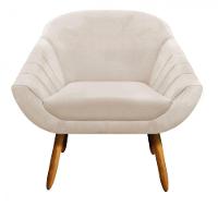 Poltrona Giovana Suede Bege Pés Palito Castanho D´rossi - 1