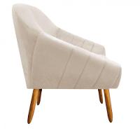 Poltrona Giovana Suede Bege Pés Palito Castanho D´rossi - 3