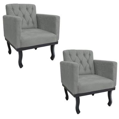 Kit 02 Poltrona Classic Corano - Amarena Móveis Cinza