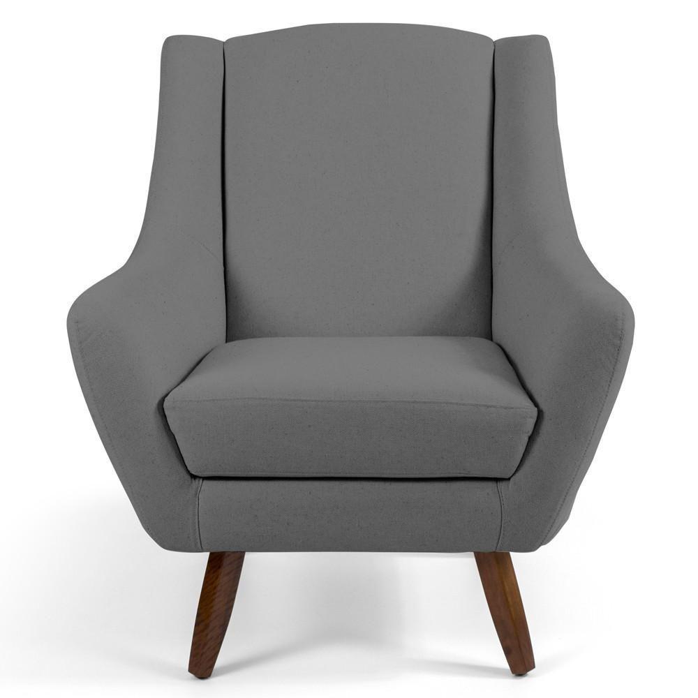 Kit 02 Poltrona Fixa Pés De Madeira Juliet D02 Cinza C-416 - 4