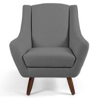 Kit 02 Poltrona Fixa Pés De Madeira Juliet D02 Cinza C-416