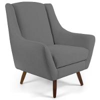 Kit 02 Poltrona Fixa Pés De Madeira Juliet D02 Cinza C-416 - 6