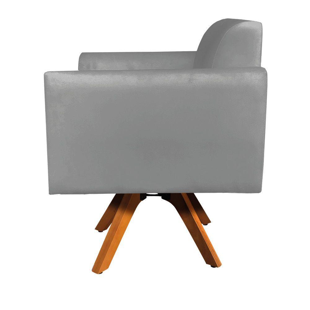 Poltrona Marisa Suede Grafite Base Madeira - 2