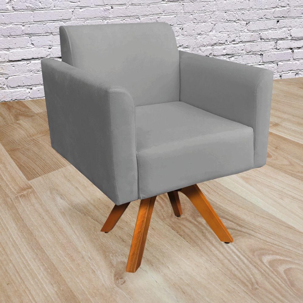 Poltrona Marisa Suede Grafite Base Madeira - 3