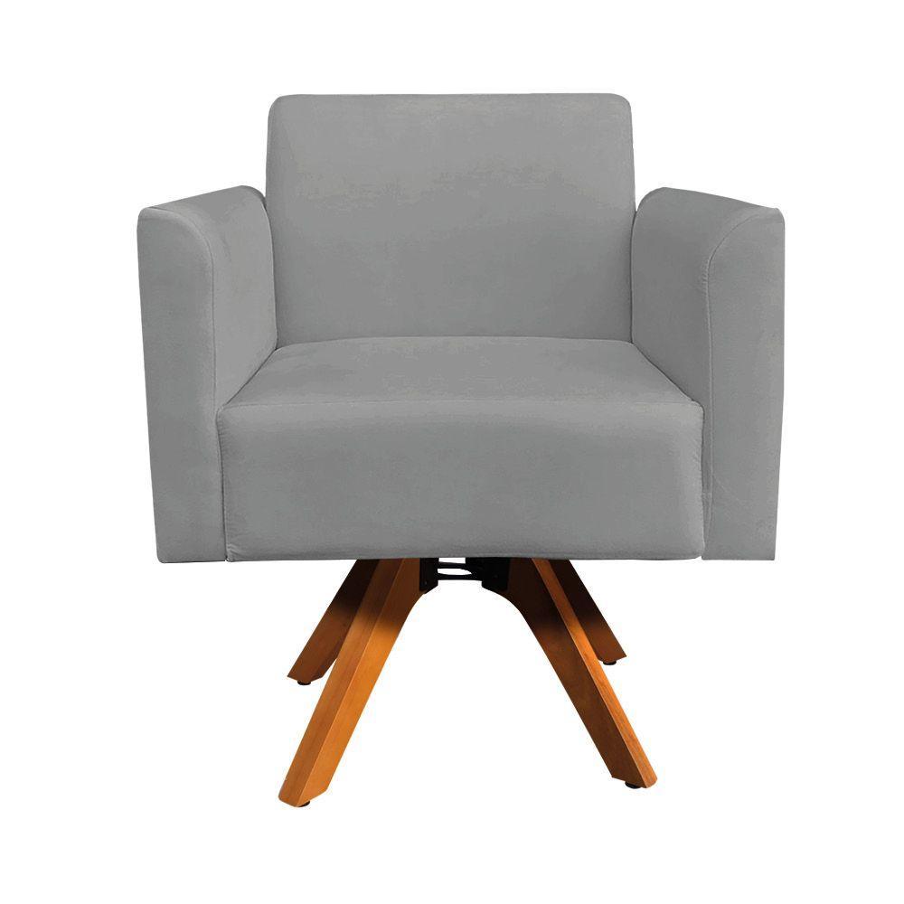 Poltrona Marisa Suede Grafite Base Madeira - 4