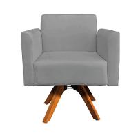 Poltrona Marisa Suede Grafite Base Madeira - 4