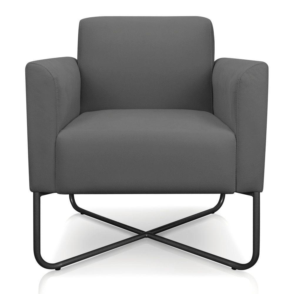 Poltrona Marisa Suede Grafite Base X Industrial Preta - 2