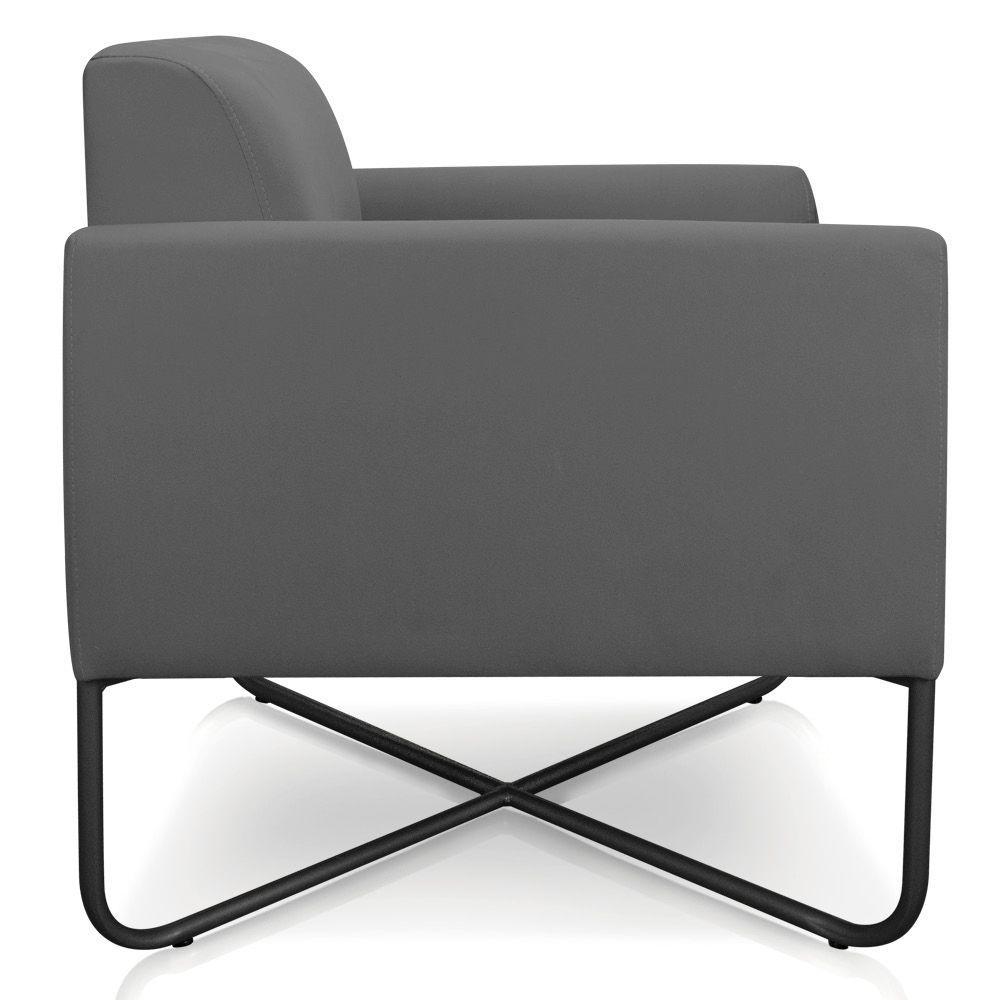 Poltrona Marisa Suede Grafite Base X Industrial Preta - 3