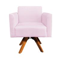 Poltrona Marisa Suede Base Madeira Rosa Bebê