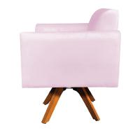 Poltrona Marisa Suede Base Madeira Rosa Bebê - 5