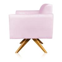 Poltrona Marisa Suede Base Madeira Rosa Bebê - 11