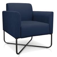 Poltrona Marisa Suede Azul Marinho Base X Industrial Preta - 1