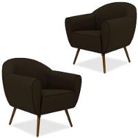 Kit 02 Poltronas Com Pés Palito Nina D02 Corano Marrom C-34 - 1