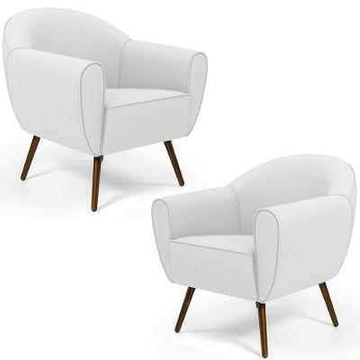 Kit 02 Poltronas Decorativas Nina D02 Corano Branco Lyam Decor