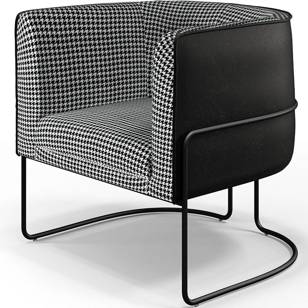 Kit 02 Poltronas Base Aço Preto Corano Preto - 10