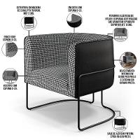 Kit 02 Poltronas Base Aço Preto Corano Preto - 14