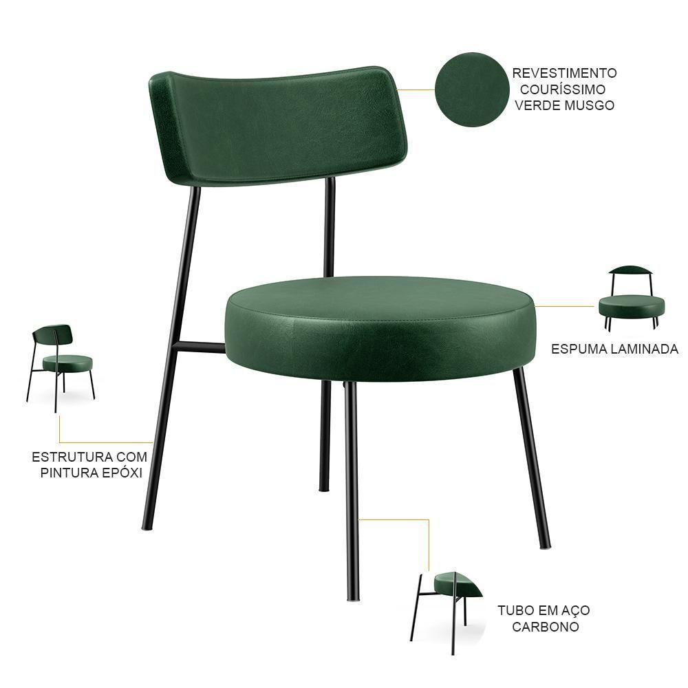 Kit 02 Poltronas Base Londres F01 Couríssimo Verde Musgo - 6