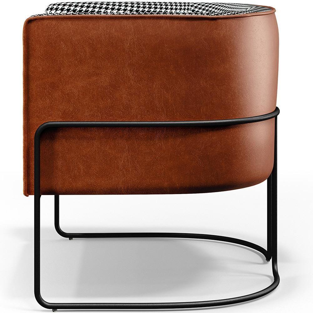 Kit 02 Poltronas Base Aço Preto Corano Camel - 2