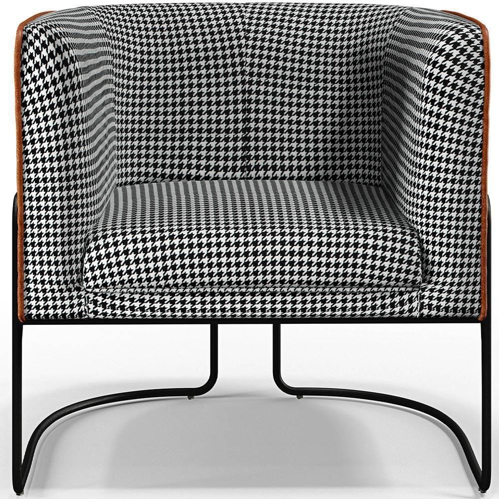 Kit 02 Poltronas Base Aço Preto Corano Camel - 3