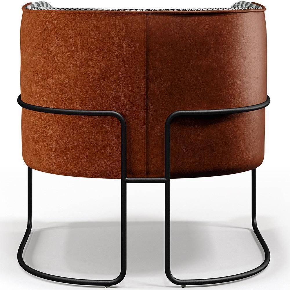 Kit 02 Poltronas Base Aço Preto Corano Camel - 8