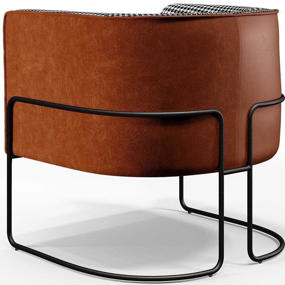 Kit 02 Poltronas Base Aço Preto Corano Camel - 9