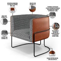 Kit 02 Poltronas Base Aço Preto Corano Camel - 5