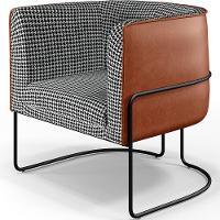 Kit 02 Poltronas Base Aço Preto Corano Camel - 6