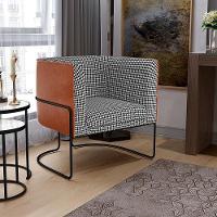 Kit 02 Poltronas Base Aço Preto Corano Camel - 7